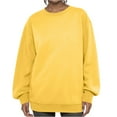 thumbnail image 2 of Dwellite Oversized Sweatshirts for Women Crewneck Hoodies Cotton Long Sleeve Tops Solid Color Pullover Sweat Shirts Yellow L, 2 of 6