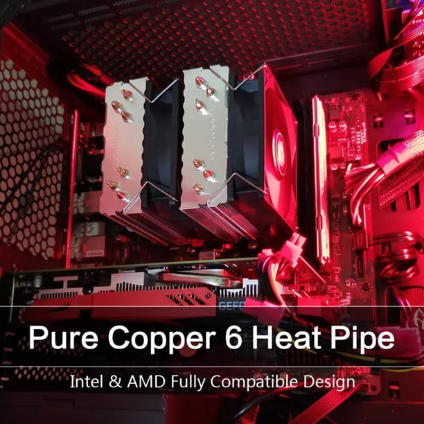 Enfriador De Cpu SNOWMAN 6 Heat Pipe Cooling CPU Cooler Fan 4 pines PWM Radiador silencioso (1 ventilador)