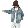 thumbnail image 2 of Zecgelong Stylish Denim Jacket For Kids Boys And Girls Autumn Casual Coat With Lapel Collar, 2 of 6
