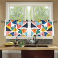 thumbnail image 4 of Yayeee Kitchen Curtains Tier Set of 2 Light Filtering 57"x24" Over Sink Window Panels, Red Triangles, 4 of 7