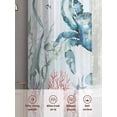 thumbnail image 6 of Turquoise Carbs Coastal Sheer Curtains 96 Inch Length 2 Panels Set Window Treatments, Nautical Summer Beach Coral Jellyfish Rod Pocket Semi Curtains for Living Room/Bedroom/Kitchen, 104"W x 96"L, 6 of 7