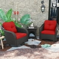thumbnail image 2 of MeetLeisure Outdoor Swivel Rocker Wicker Patio Chairs Sets of 2 with Table, Red, 2 of 8