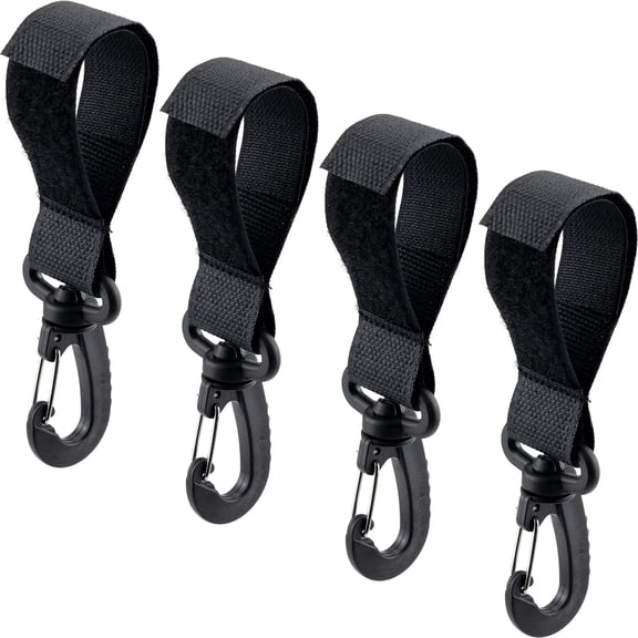 4 Pack Stroller Hooks Baby Stroller Hanging Clips Hook for Mommy Stroller Multipurpose Hooks Stroller Clip Straps for Hanging Diaper Bags Grocery Shopping Bags (Black)