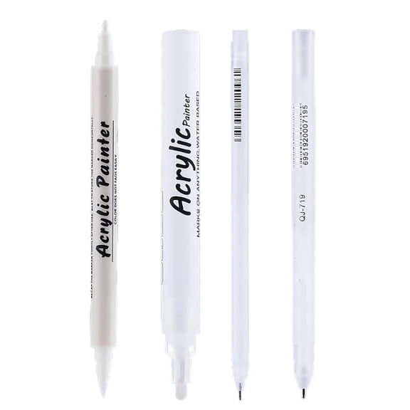 4Pcs White Acrylic Paint Pen Water Resistant Highlighter Markers for Art Drawing