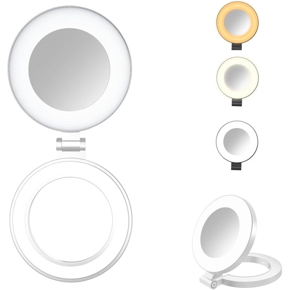 Magnetic Selfie Light, Phone Light Compatible with iPhone Magsafe, 360° LED Selfie Ring Fill Light with Mirror for Selfies/Photography/TikTok/Zoom Calls/Video Conference