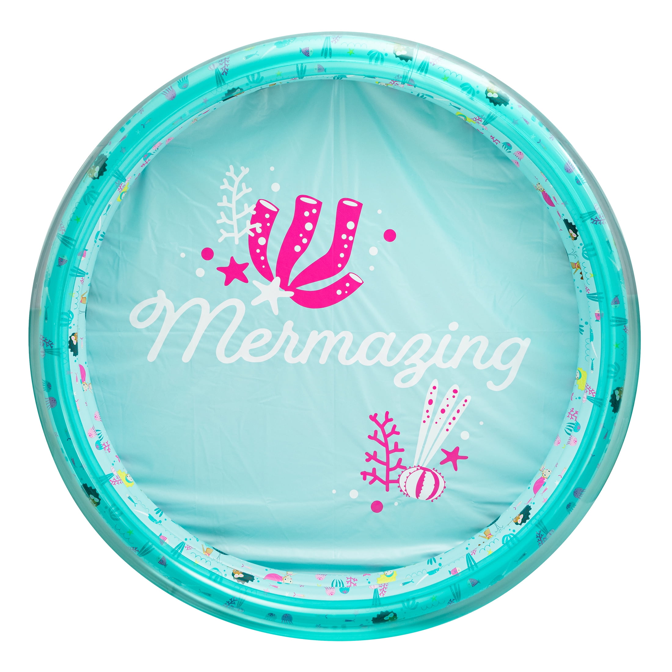 Bluescape Blue Mermaid 3-Ring Inflatable Swimming Pool for Kids, Round, Age 2 & up, Unisex