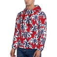 thumbnail image 3 of Uemuo Palm Tree Pattern on Red Pattern Men's Hoodie - Casual Pullover Hoodie with Kangaroo Pocket, Stylish Hooded Sweatshirt for Everyday Wear-3X-Large, 3 of 7