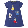 thumbnail image 2 of WIBACKER 2-7T Little Girls Dress Cotton Casual Short Sleeve Appliques Jersey A-line Dresses, 2 of 7
