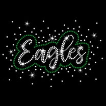 Green Eagles Starburst Sparkly Bling Football Iron-on Clear Green Crystal Rhinestone Transfer by JCS Rhinestones