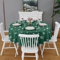 thumbnail image 2 of Green Christmas Snowflake Pattern Round Tablecloth 60"x60",Wrinkle Wipeable Table Cloth for Kitchen Dining Room Picnic Patio Party, 2 of 6