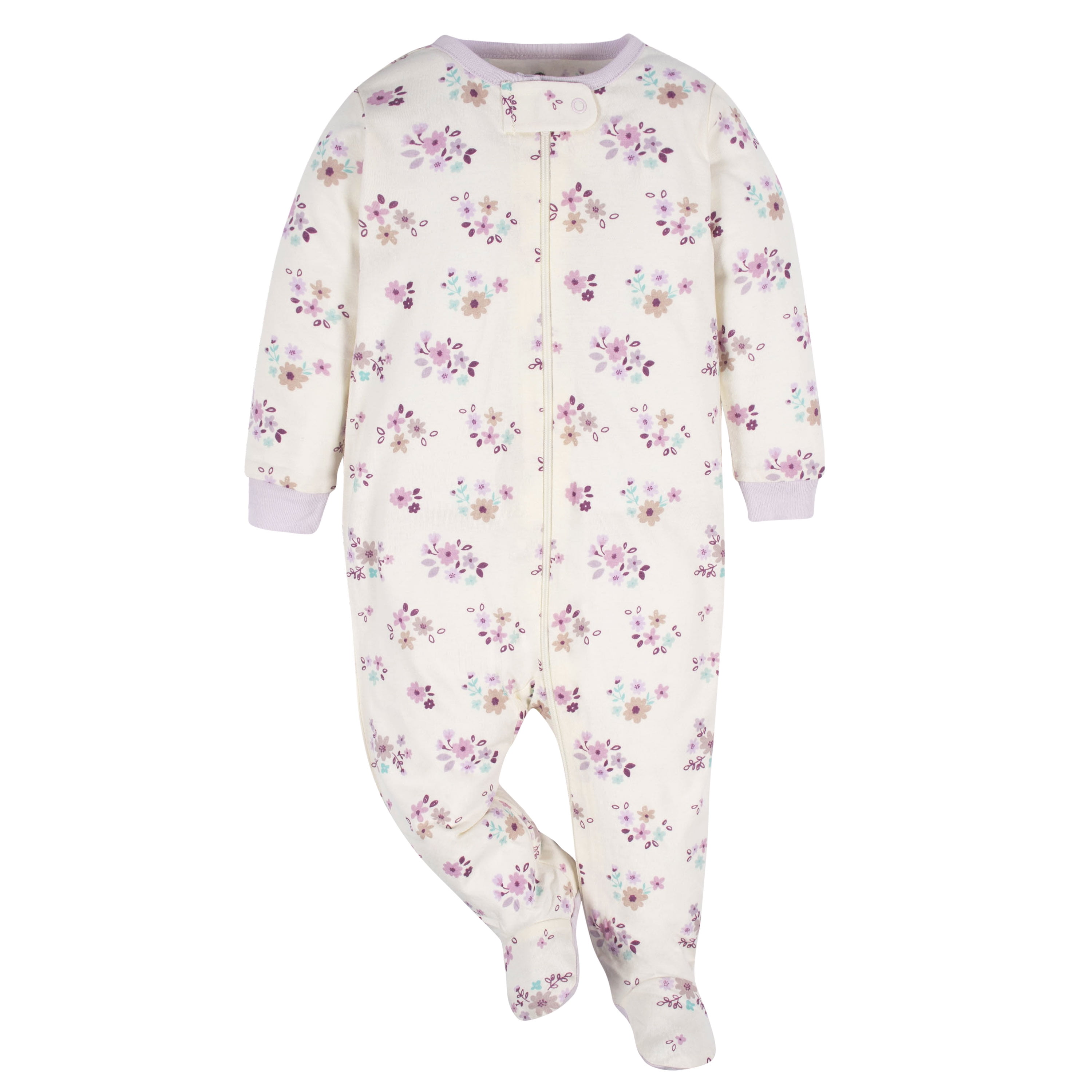 Gerber Baby Girl Sleep 'n Play Footed Pajamas, 4-Pack