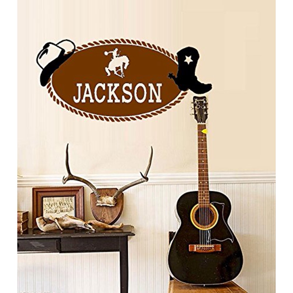 Cowboy ~ Western ~ Monogram (Custom Name) Wall or Window Decal LRG