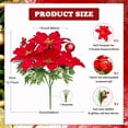 thumbnail image 2 of 3 Pack 7 Heads 13.8" Poinsettia Artificial Flowers, Fake Poinsettia Bouquet, Table Decoration, Indoor and Outdoor Christmas Flowers for Vase/Table/Porch/Home Garden Decoration, Red, 2 of 7