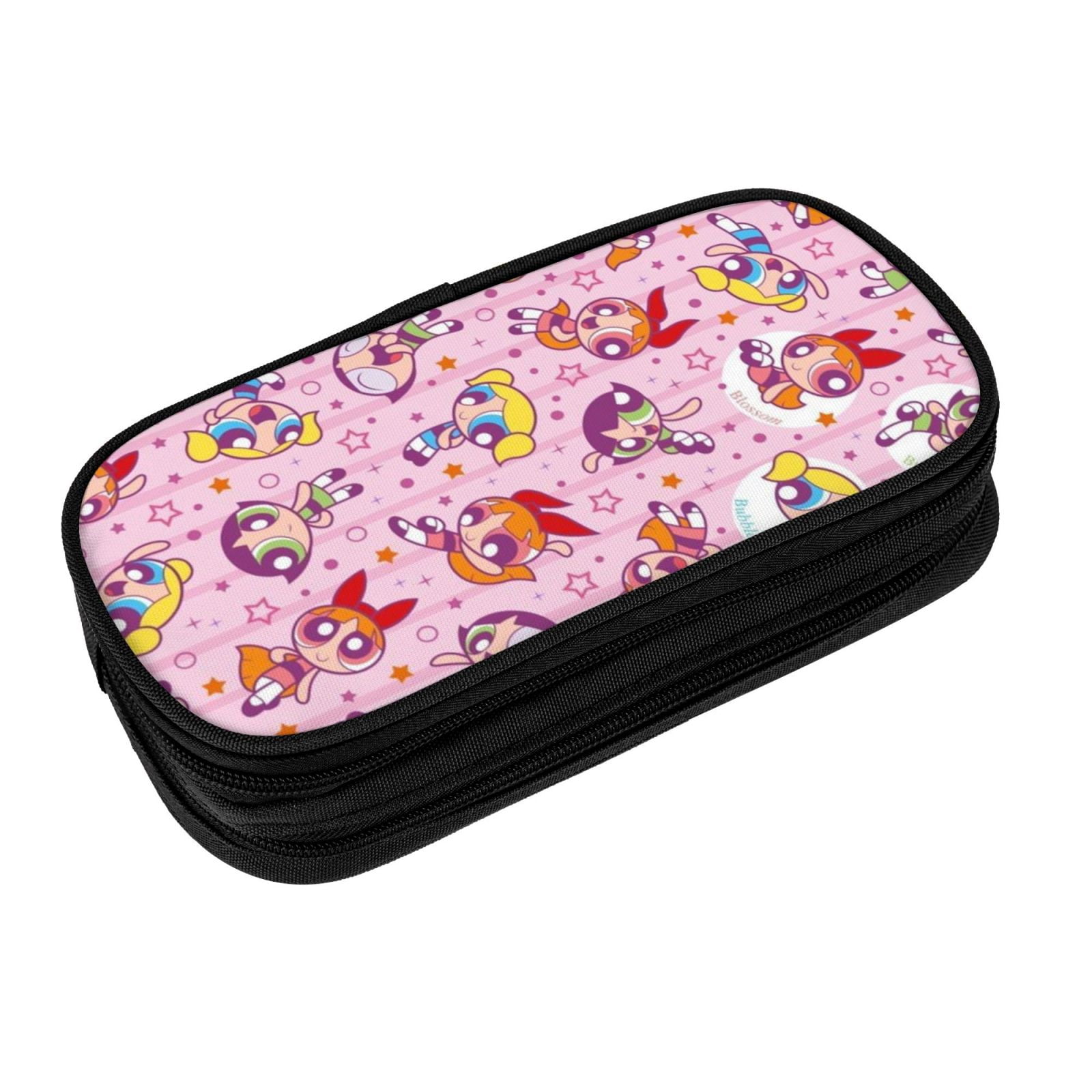 The Powerpuff Gi-rls Pencil Case Large Capacity Pencil Pouch Penbag Office Stationery Organizer Travel Makeup Bag Black