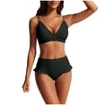 thumbnail image 1 of Trajes de Baño de Corte Alto para Mujeres de Color Sólido con Cojín de Pecho, sin Soporte de Acero Traje de Baño Dividido con Cordón Suelto, Cintura Alta, 1 of 6