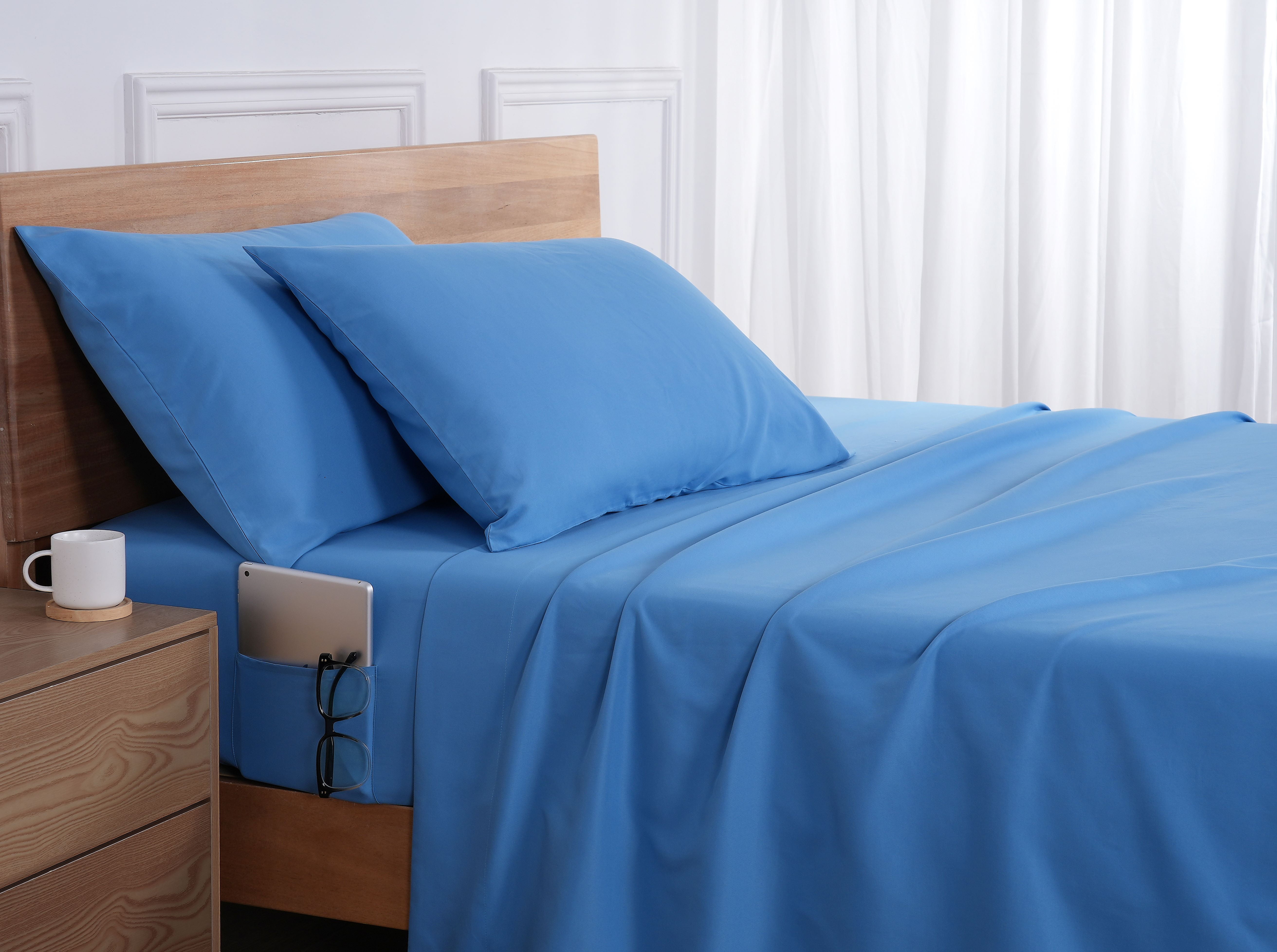 Mainstays by Becky G. & Alejandra 4-Piece Blue Eyes Super Soft Microfiber Bed Sheet Set, Queen