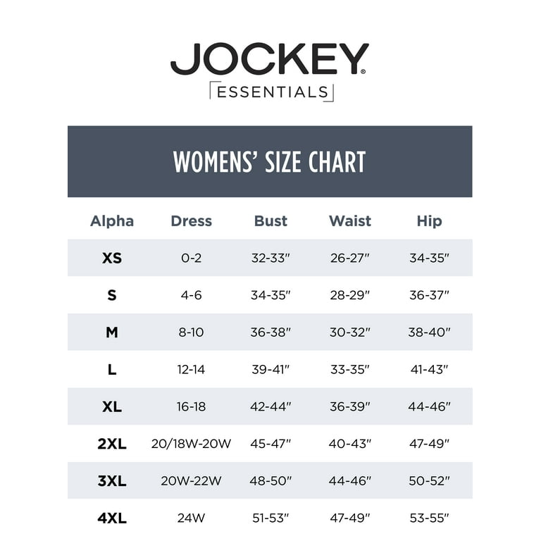 Jockey Mens Size Chart