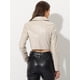 thumbnail image 4 of chaqueta biker de piel sintética Chaqueta corta con cremallera de PU de manga larga para mujer Beige L, 4 of 6