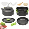 thumbnail image 1 of 9pcs Camping Cookware Set 1-2 Person Campfire Kettle Outdoor Cooking Mess Kit Pots Pan for Backpacking Hiking Picnic Fishing with Spork Knife Spoon Anodized aluminum (Orange), 1 of 9