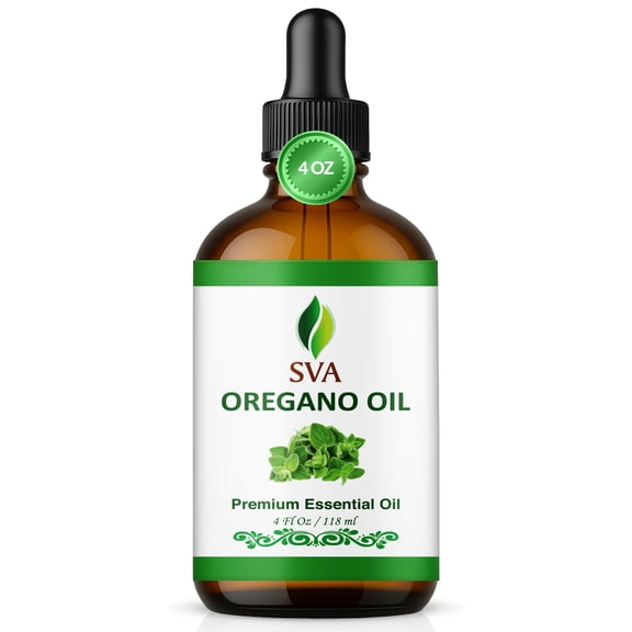SVA Oregano Essential Oil – 4 Fl Oz – 100% Natural Oregano Oil - for Diffuser, Hair Care, Face, Skin Care, Aromatherapy, Scalp and Body Massage, Soap and Candle Making – with Dropper