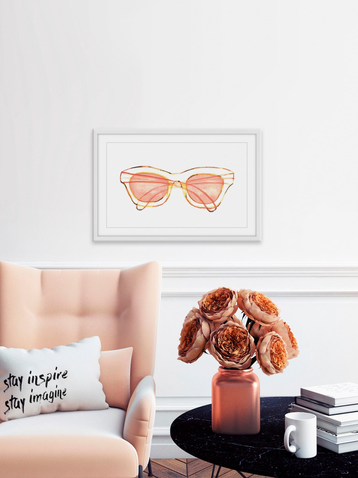 Marmont Hill "Peach Sunglasses" by Christine Lindstrom Framed Painting Print