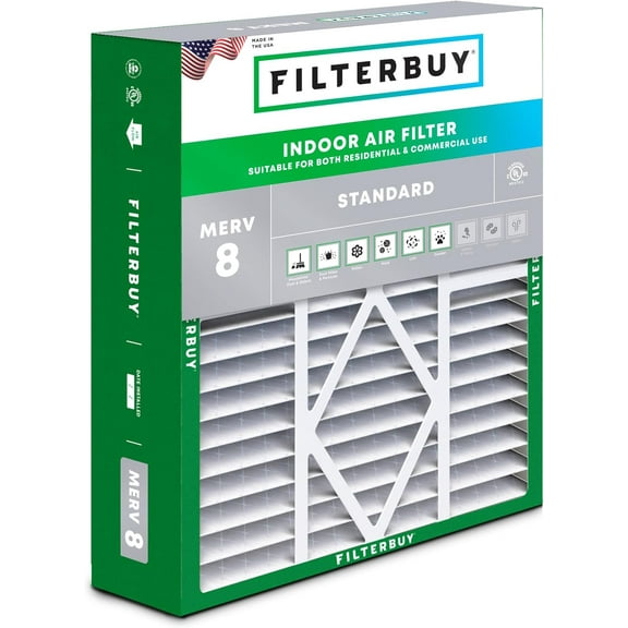 Filterbuy 20x20x5 MERV 8 Dust Defense, Pleated HVAC AC Furnace Air Filters for Amana, Coleman, Goodman, Maytag, York, and More (1-Pack)