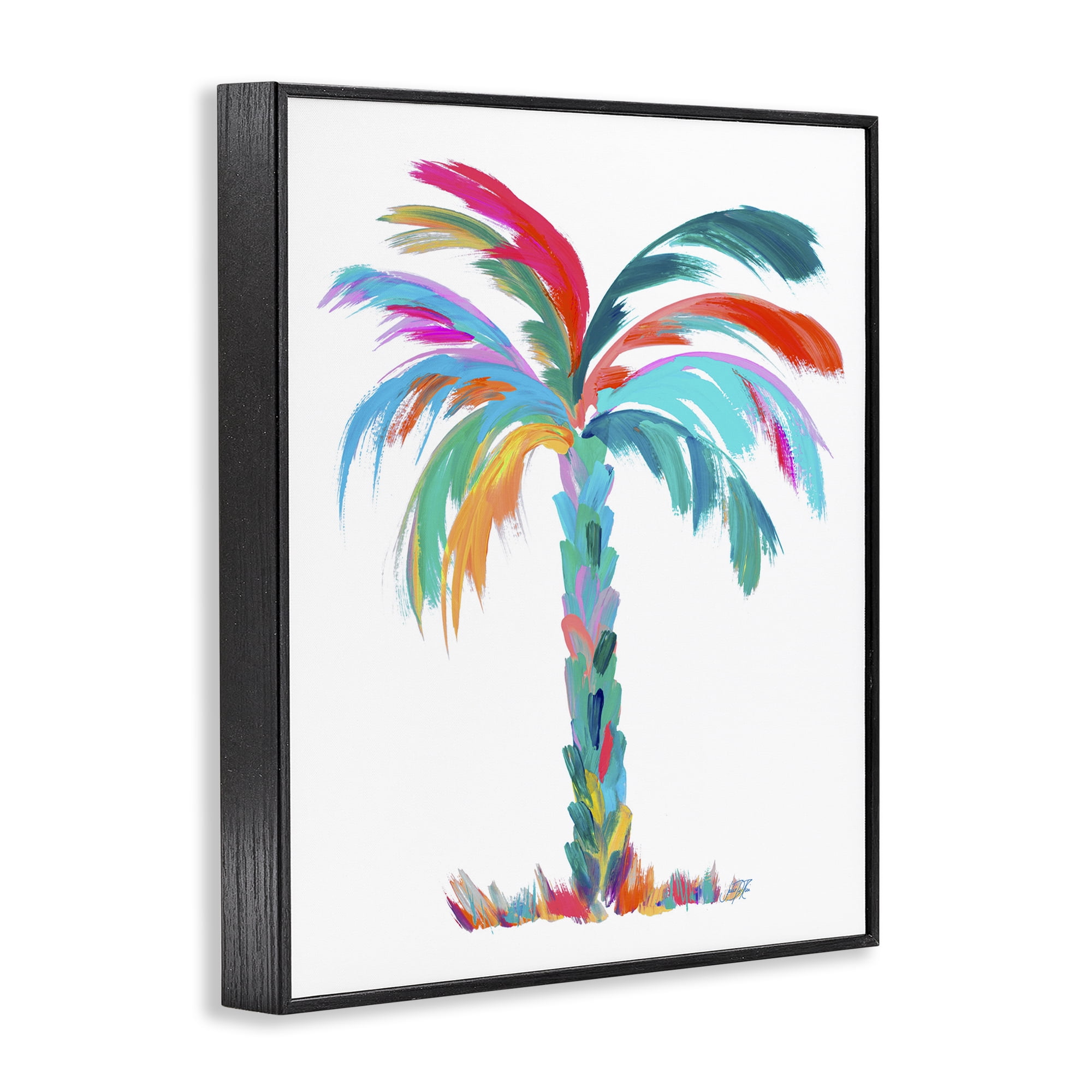 Stupell Industries Vivid Palm Tree Botanical & Floral Painting Black Framed Art Print Wall Art, 16 x 20