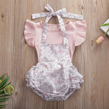 

Spring hue Children Round Collar Romper Suit Toddler Girl s Tops Shirt Tutu Shorts Pants Set Solid Color Two-pieces Set