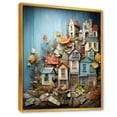 thumbnail image 2 of Designart "Modern Collage Fishing Village Life III" Coastal Framed Wall Art - Coastal Blue Coastal Windows Bedroom Framed Canvas Wall Art, 2 of 6