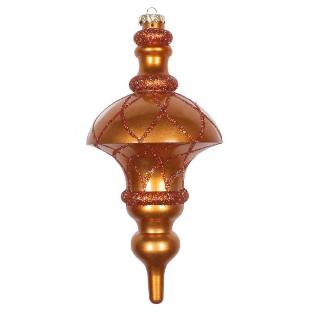 Vickerman MT198788D 10 in. Copper Candy Glitter Net Top Finial Ornament
