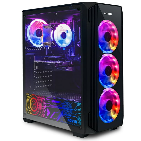 Gaming PC AQVIN ZForce Desktop Computer - Black Intel Hexa-Core i7 Processor, GeForce RTX 3070 8GB GDDR6, 2TB SSD, 32GB DDR4 RAM, Windows 11 Pro, WIFI Ready, Gaming Keyboard & Mouse
