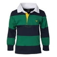 thumbnail image 1 of Boys Cotton Striped Long Sleeve Polo Rugby Shirt - Green - Size 2, 1 of 3