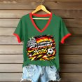 thumbnail image 1 of Women's Football Graphic T-Shirt, Women's V-Neck Short Sleeve Letter Print T-Shirt for Casual Summer for Soccer Tournament 2026 Green Size: M, 1 of 5