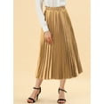 thumbnail image 6 of INSPIRE CHIC Women's Skirts Metallic Elastic Waist Midi Pleated Party Skirt XL Gold, 6 of 8