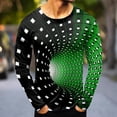 thumbnail image 2 of ZXLBBD Men's T-Shirts Sports Digital 3D Printing Workout Shirts Round Neck Long Sleeve Fashion Top T-Shirts for Man Casual,Green,3XL, 2 of 5
