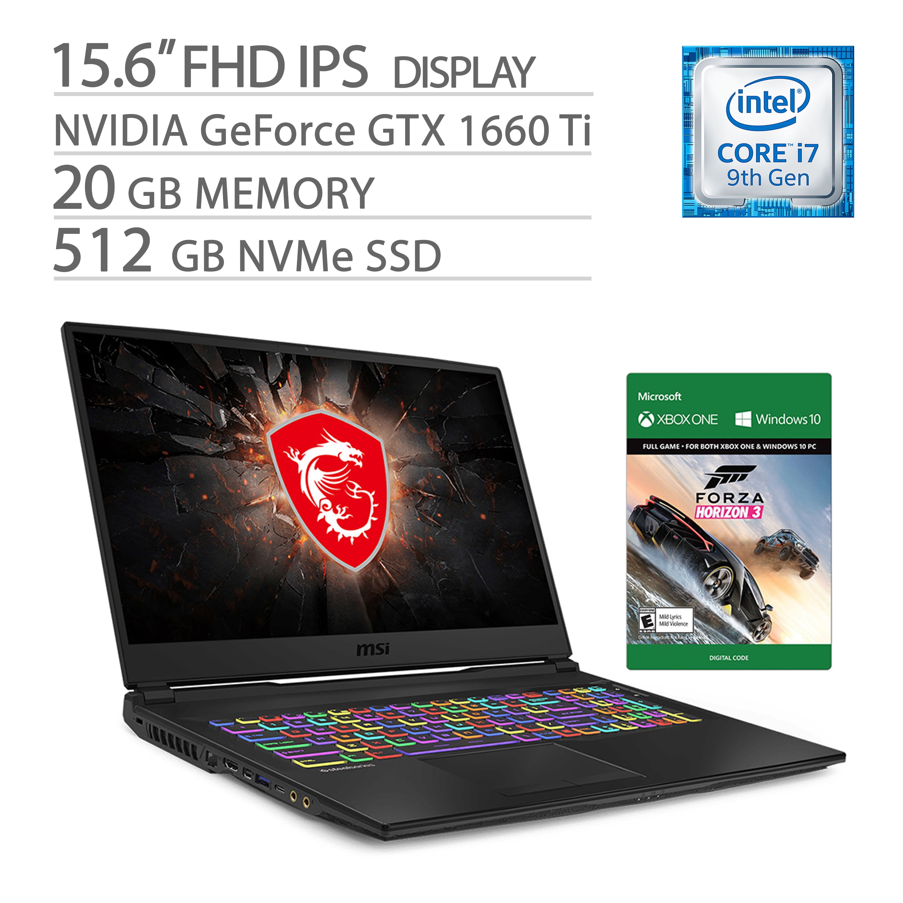 MSI GL63 Gaming Laptop VR Ready, Intel i79750H, GTX 1660 Ti, 15.6" FHD