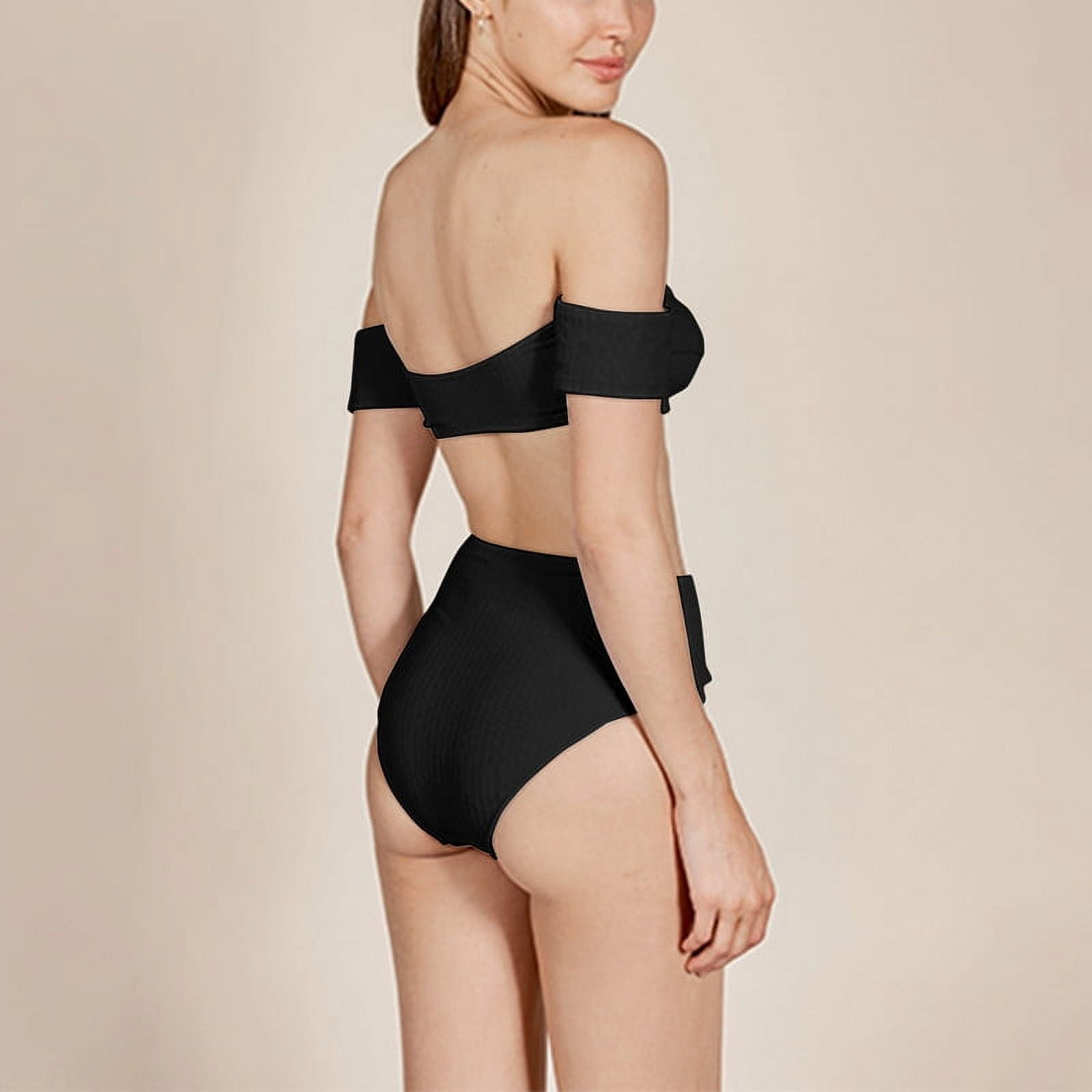 black bandeau bathing suit