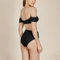 thumbnail image 2 of Inadays Women's Off Shoulder Bikini Sets High Cut Bandeau Bathing Suits High Waisted Two Pieces Swimsuit Sexy Swimwear, Black, L, 2 of 5