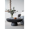 thumbnail image 3 of 36"x24" Oval Coffee Table, Modern Cement Coffee Table Center Table Side Table Accent End Table for Living Room, Black, 3 of 6