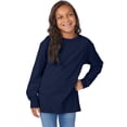 thumbnail image 5 of Hanes Kids' Garment Dyed Long Sleeve T-Shirt Navy XS, 5 of 8