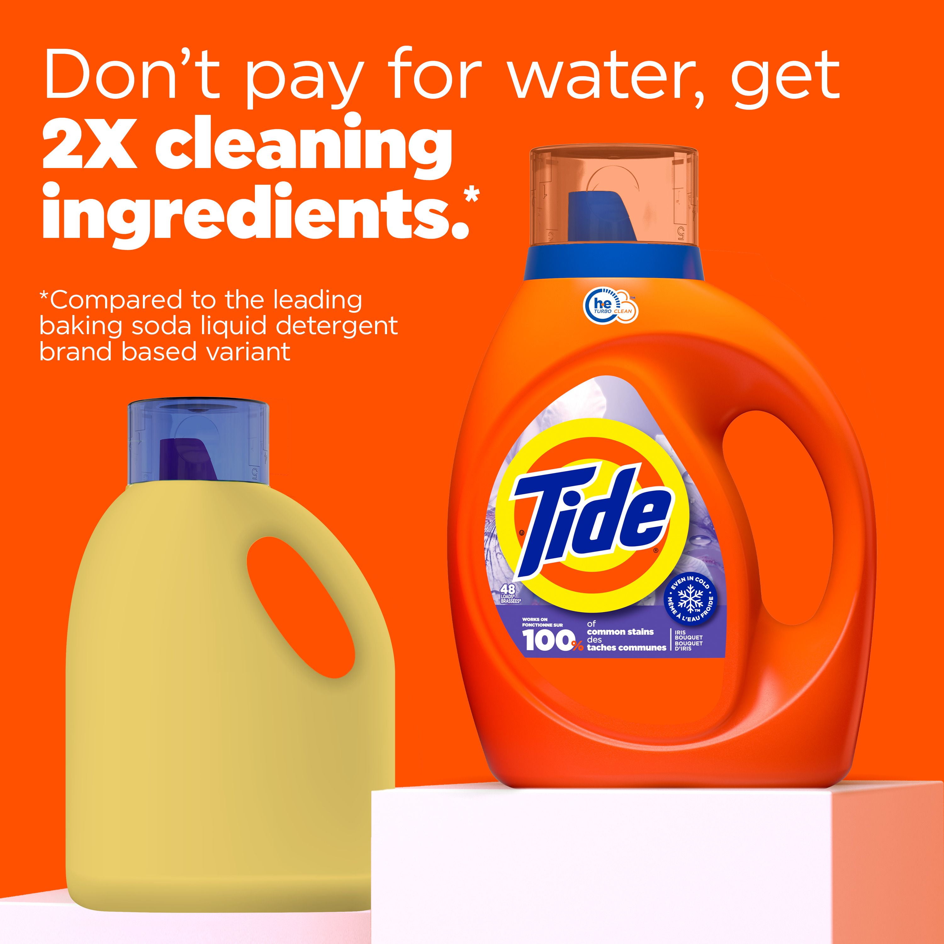 Tide Liquid Laundry Detergent 1 Litre, Iris Bouquet Scent, HE Compatible, Cold Water Clean Liquid Detergent, 1L