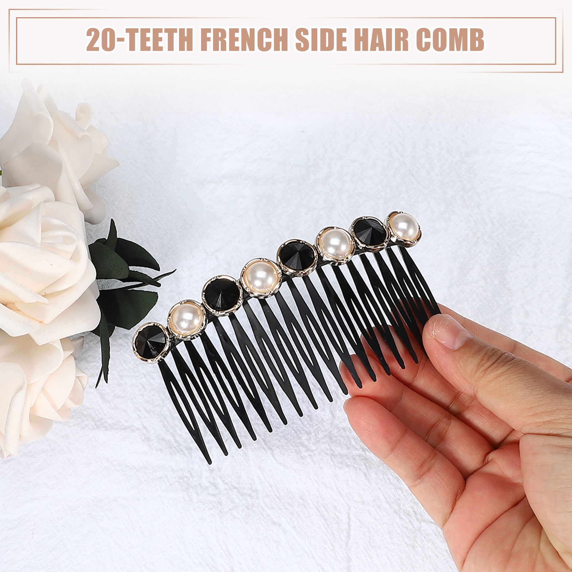 Unique Bargains 5pcs Rhinestone Side Hair Comb with Vintage Faux Pearl for Women Brides
