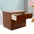 thumbnail image 2 of 3-Tier File Cabinet Organizer Walnut Desktop Storage Box with Lockable Drawers, 2 of 22