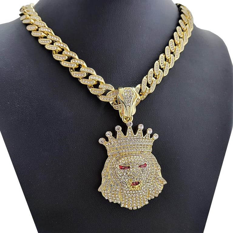 Ciondolo Croce Hip Hop Placcato Oro - Con Zirconi Cubici Ghiacciati Ciondolo Croce Hip Hop Placcato Oro - Con Zirconi Cubici Ghiacciati