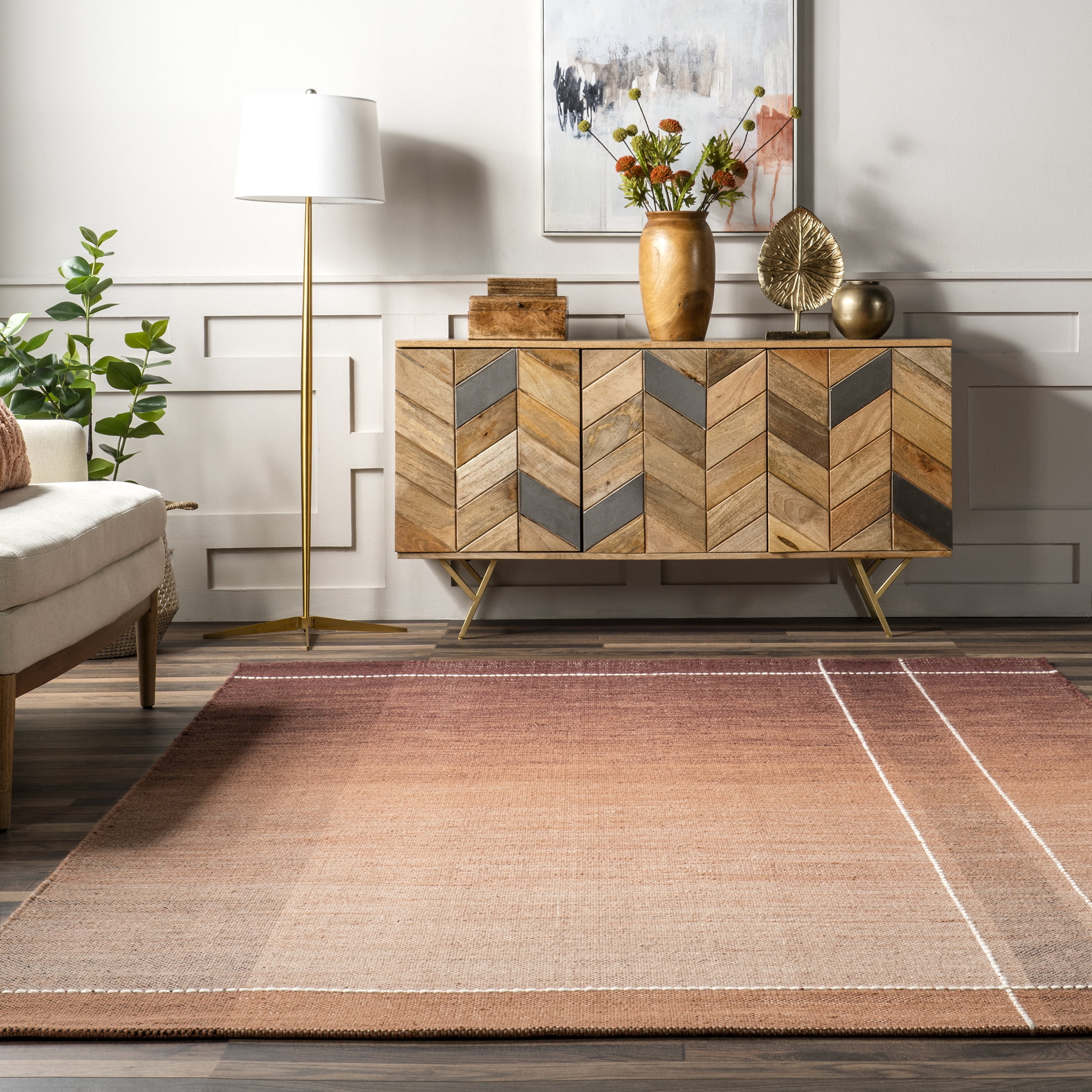 nuLOOM Jannet Ombre Striped Wool Blend Area Rug, 6' x 9', Rust