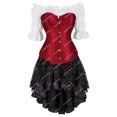 thumbnail image 3 of Falda bustier con corsé Steampunk y blusa, corsés burlescos sexys, corpiño vasco, vestidos elegantes con corpiño, trajes, disfraz de cosplay, 3 of 5