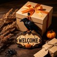 thumbnail image 6 of 2026 Halloween Party Supplies Halloween Witch Welcome Sign Wall Hanging Decor Vintage Flying Witch On Wooden Door Hanger With Pumpkin Star Halloween Front Door, 6 of 7