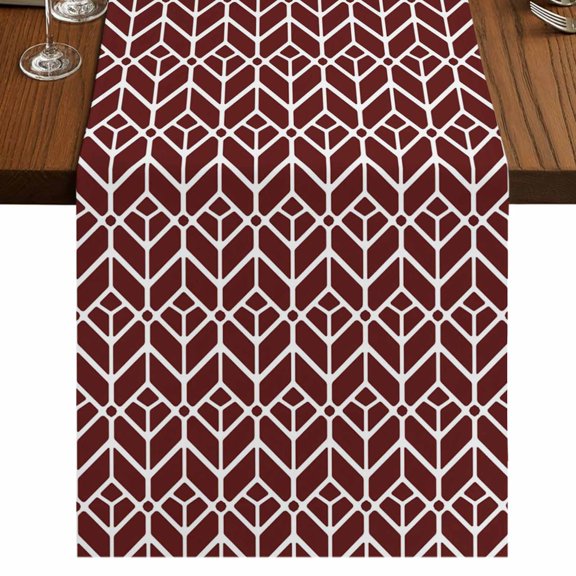 Table Runners 72 Inches Long Dress Scarves, Geometric Farmhouse Kitchen Table Runner, Coffee Tablerunners, Modern Abstract Lines Texture Red 14x72 Inch