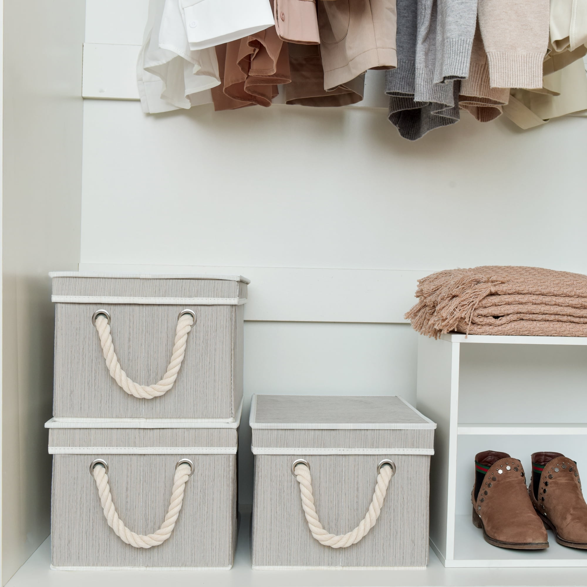 StorageWorks Collapsible Fabric Bin with Lid, Large Storage Bins for