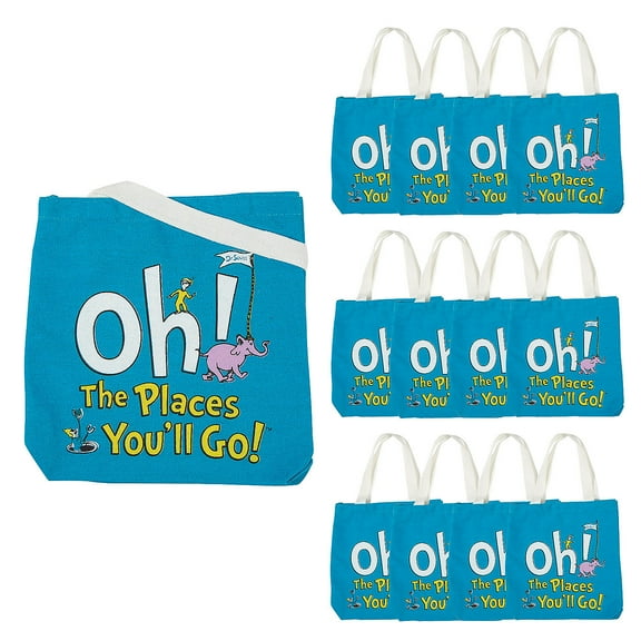 Mini Dr. Seuss™ Oh, the Places You’ll Go Canvas Tote Bags - 12 pieces